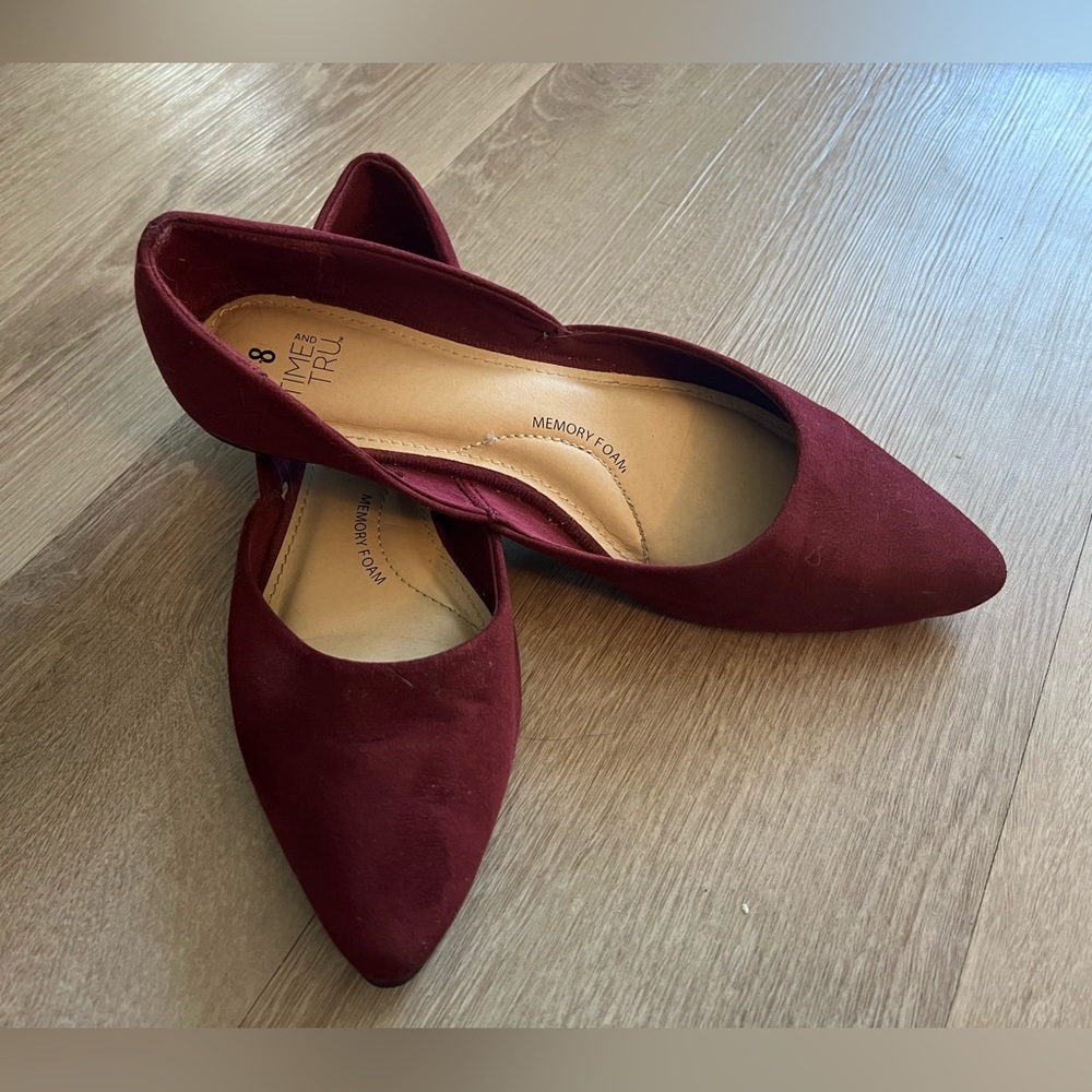 Time and Try Burgundy Flats
